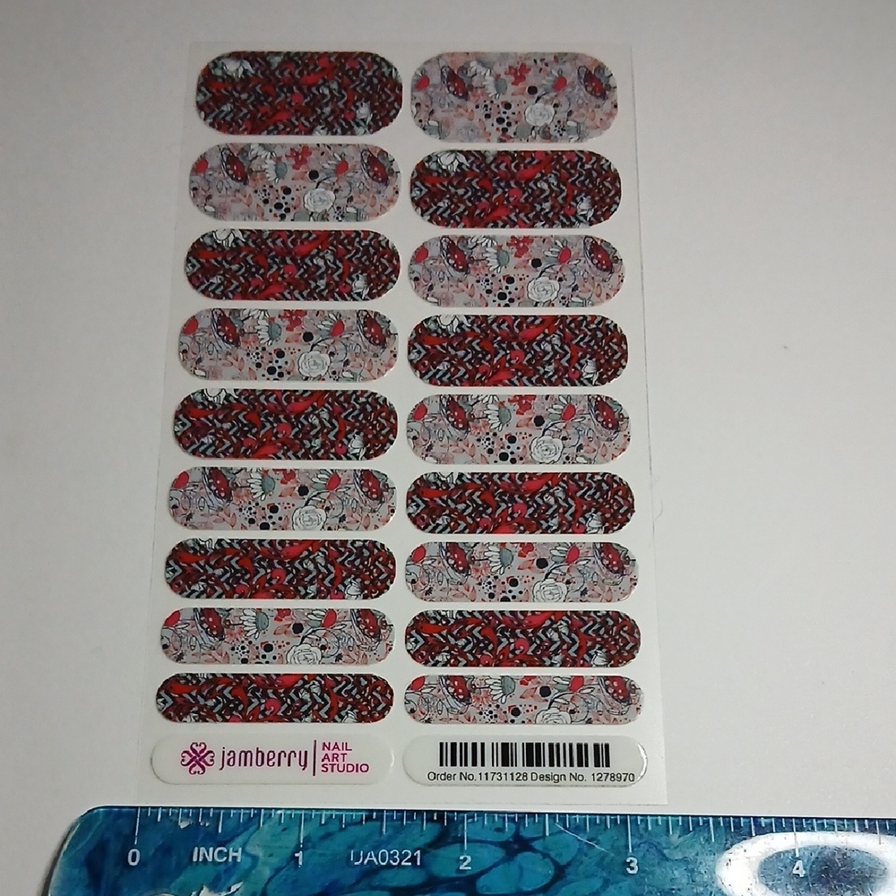 Jamberry Nail Wraps - Black, Red, and White Pattern
